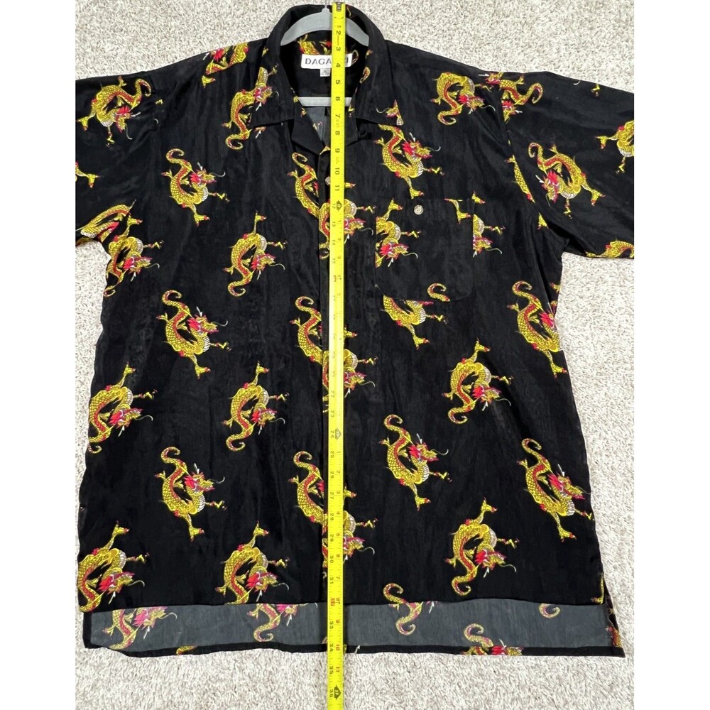 Dagacci Mens Shirt Size XL Black Dragons Print Button Up Short Sleeve - Picture 4 of 8
